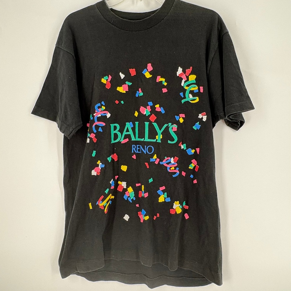 Vintage Bally's Reno T-Shirt Fruit‎ of the Loom Graphic Tee Black L Large